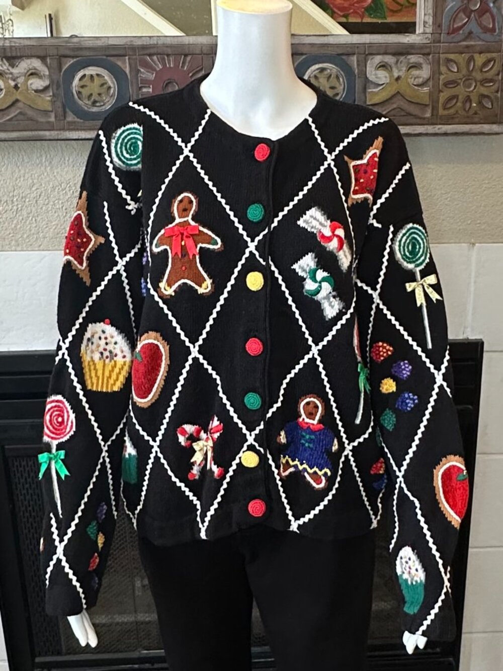 VTG Marisa Christina The Christmas Collection 1995 Cardigan Sweater bust 44" M/L